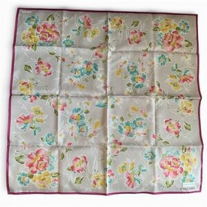 Vintage Ralph Lauren Floral Handkerchief Cotton Pocket Square 22.5” Unused Grey